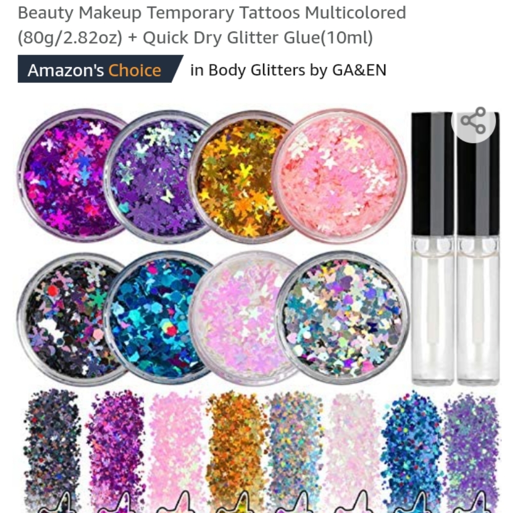 Body Glitters (9 jars) w/ glue